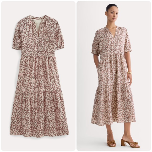 NWT Everlane The Farmers Market Dress Women’s XL Natural Rose Dusk Floral Maxi - Picture 1 of 9